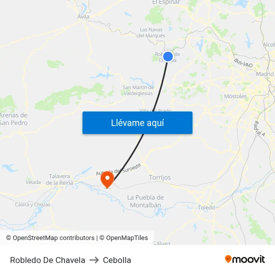 Robledo De Chavela to Cebolla map
