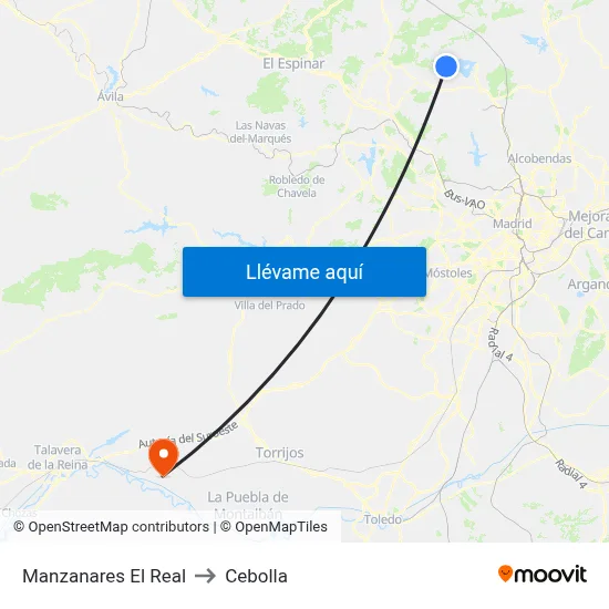 Manzanares El Real to Cebolla map