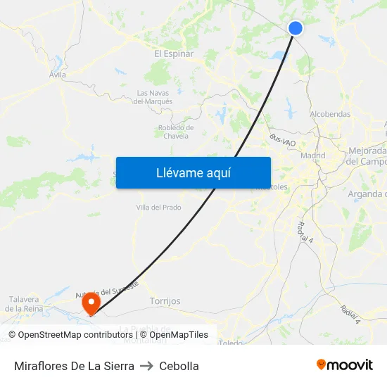 Miraflores De La Sierra to Cebolla map