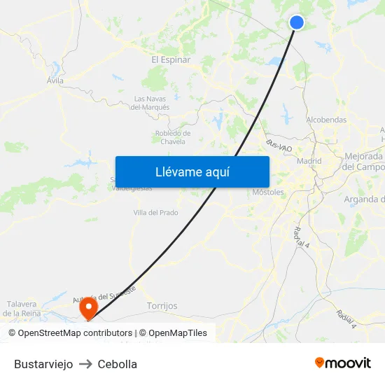 Bustarviejo to Cebolla map