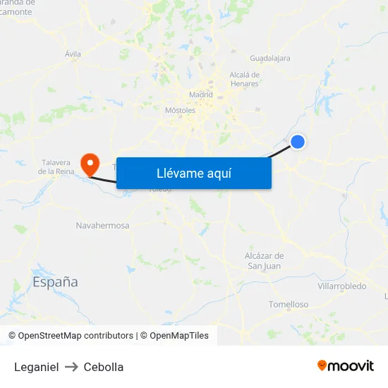 Leganiel to Cebolla map