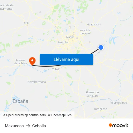 Mazuecos to Cebolla map