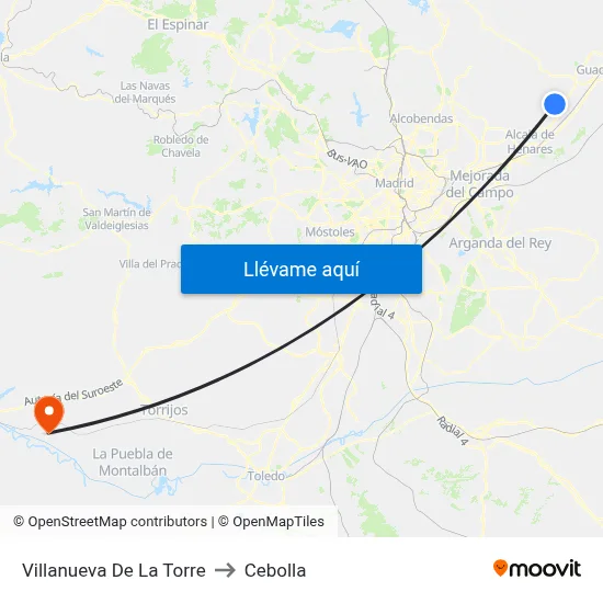 Villanueva De La Torre to Cebolla map