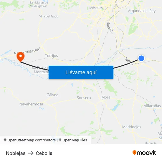 Noblejas to Cebolla map