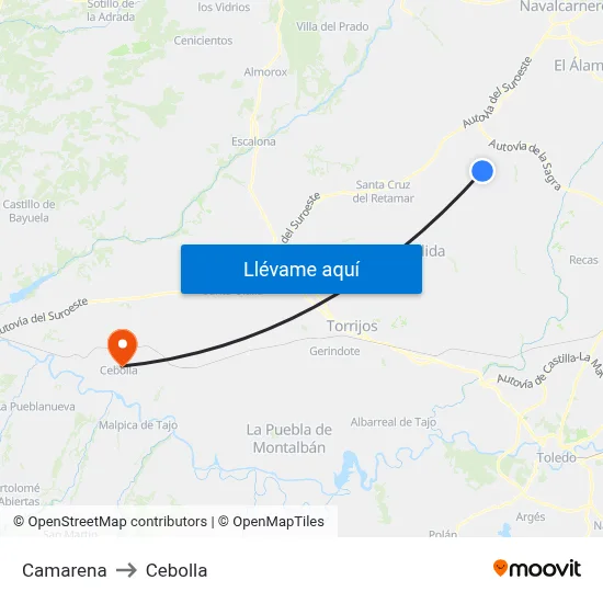 Camarena to Cebolla map