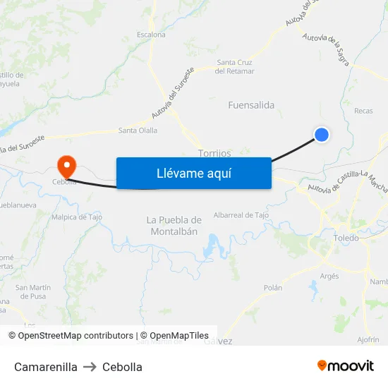 Camarenilla to Cebolla map