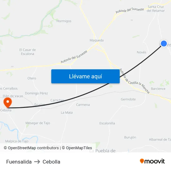 Fuensalida to Cebolla map