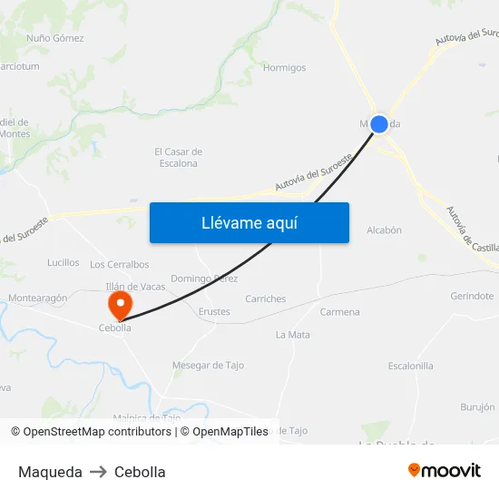 Maqueda to Cebolla map