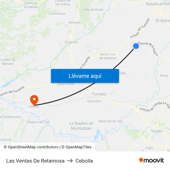 Las Ventas De Retamosa to Cebolla map
