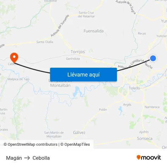 Magán to Cebolla map