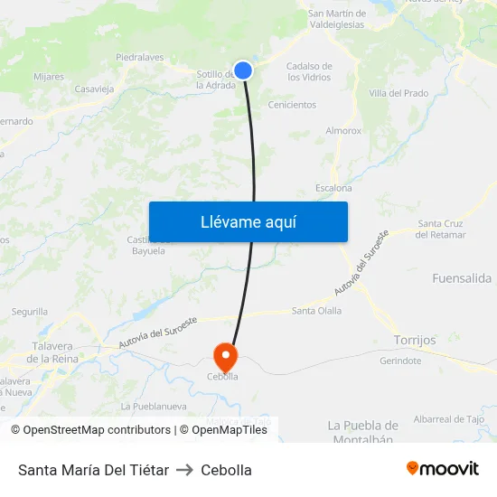 Santa María Del Tiétar to Cebolla map