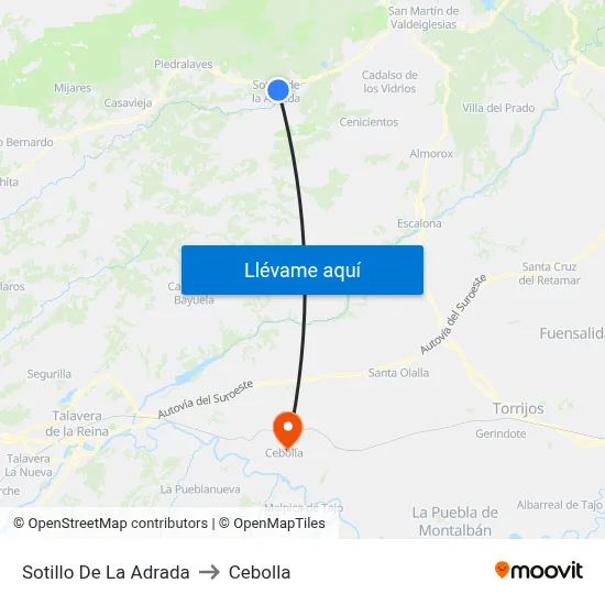 Sotillo De La Adrada to Cebolla map