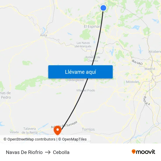 Navas De Riofrío to Cebolla map