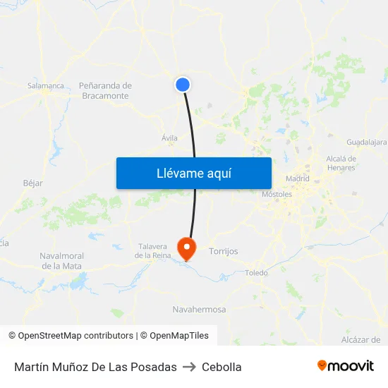 Martín Muñoz De Las Posadas to Cebolla map