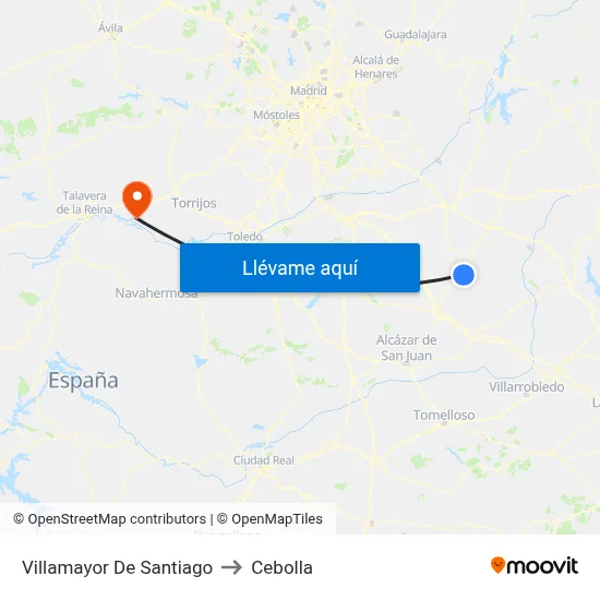 Villamayor De Santiago to Cebolla map