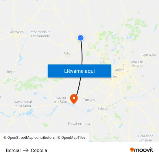 Bercial to Cebolla map
