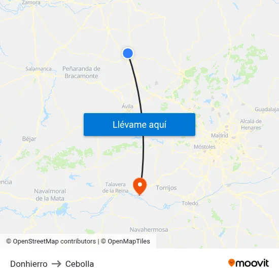 Donhierro to Cebolla map
