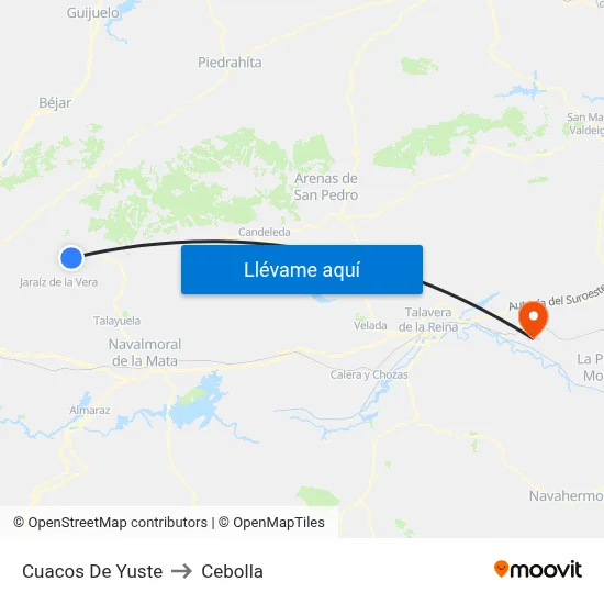 Cuacos De Yuste to Cebolla map