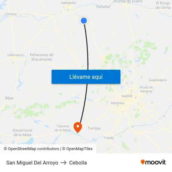 San Miguel Del Arroyo to Cebolla map