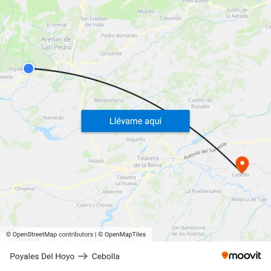 Poyales Del Hoyo to Cebolla map