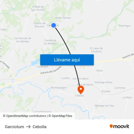 Garciotum to Cebolla map