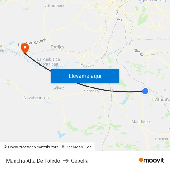 Mancha Alta De Toledo to Cebolla map