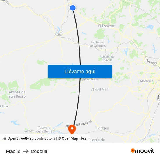 Maello to Cebolla map