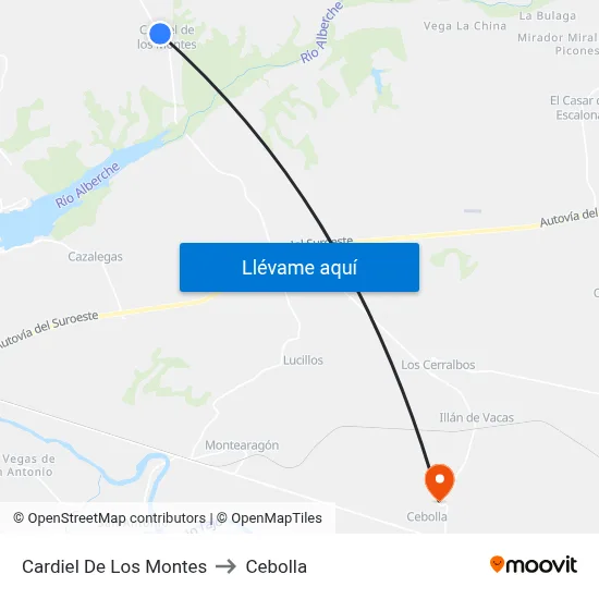 Cardiel De Los Montes to Cebolla map
