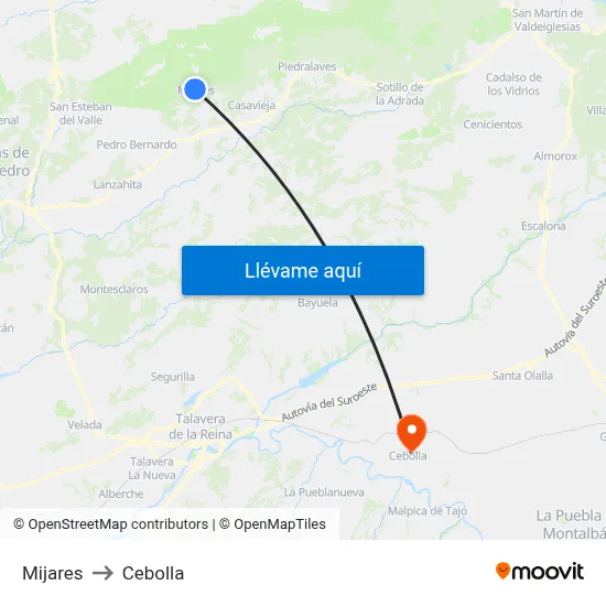 Mijares to Cebolla map