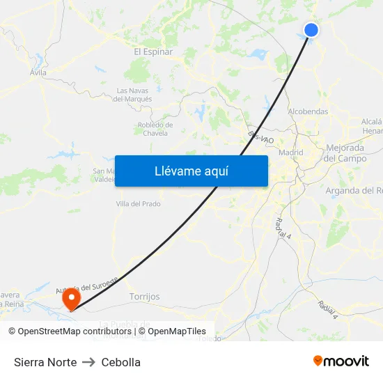 Sierra Norte to Cebolla map