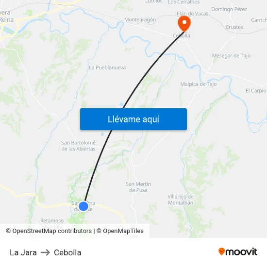 La Jara to Cebolla map