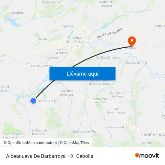 Aldeanueva De Barbarroya to Cebolla map