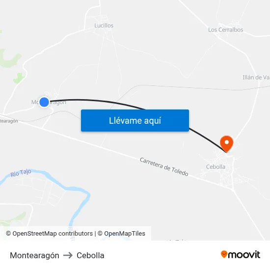 Montearagón to Cebolla map