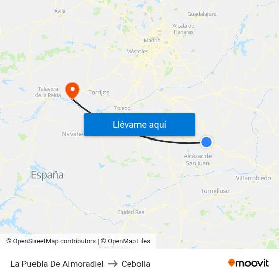 La Puebla De Almoradiel to Cebolla map
