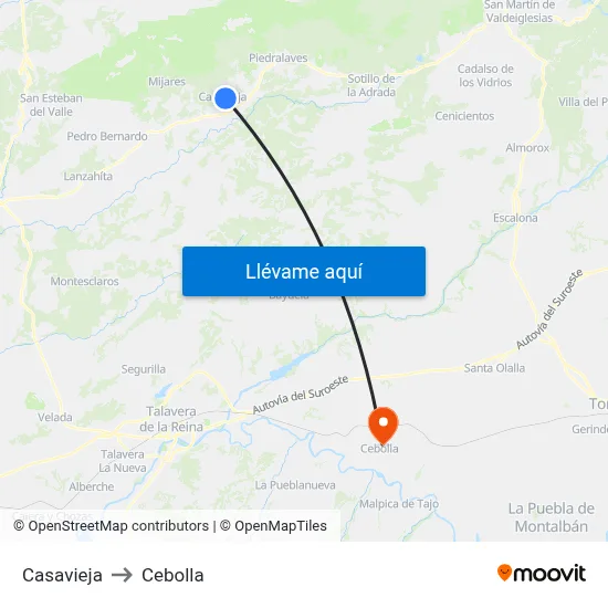 Casavieja to Cebolla map