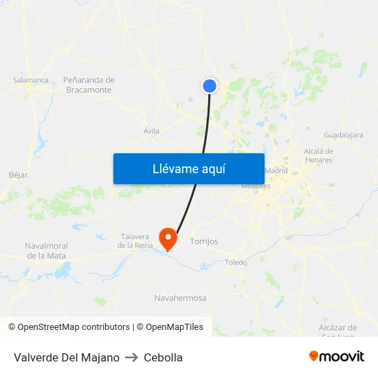Valverde Del Majano to Cebolla map