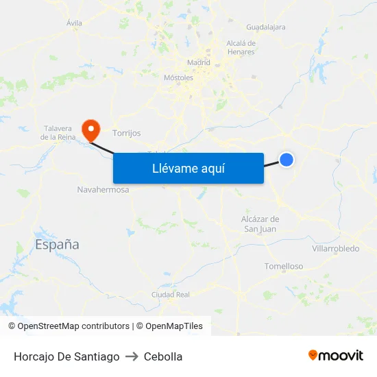 Horcajo De Santiago to Cebolla map