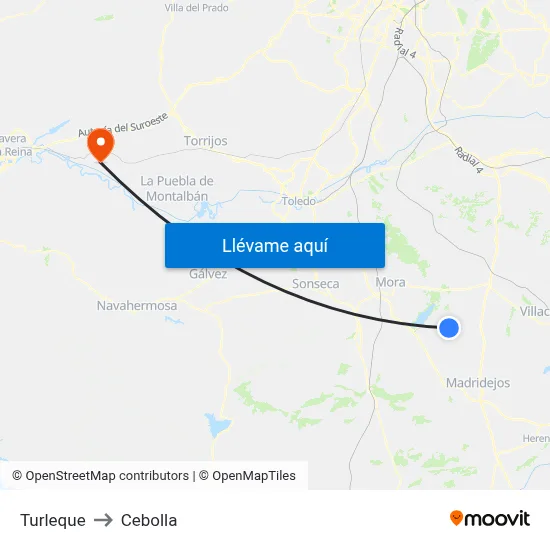 Turleque to Cebolla map