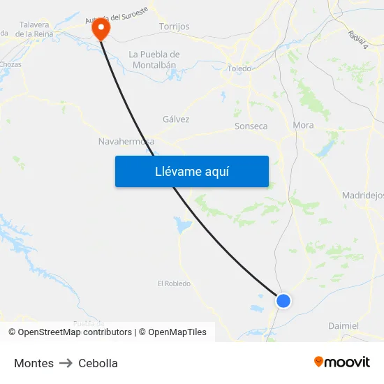 Montes to Cebolla map