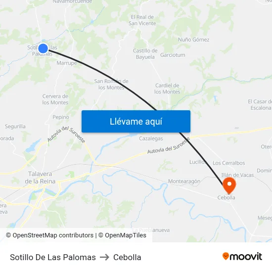 Sotillo De Las Palomas to Cebolla map