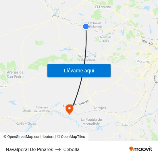 Navalperal De Pinares to Cebolla map