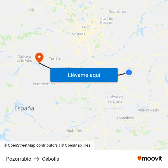 Pozorrubio to Cebolla map