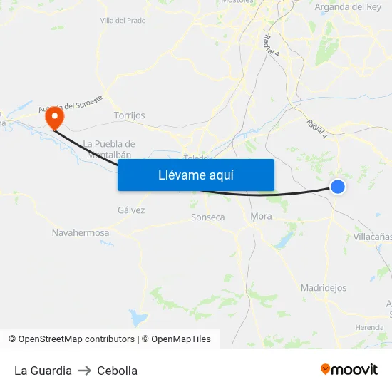 La Guardia to Cebolla map