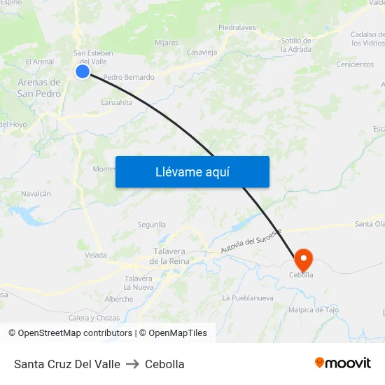Santa Cruz Del Valle to Cebolla map