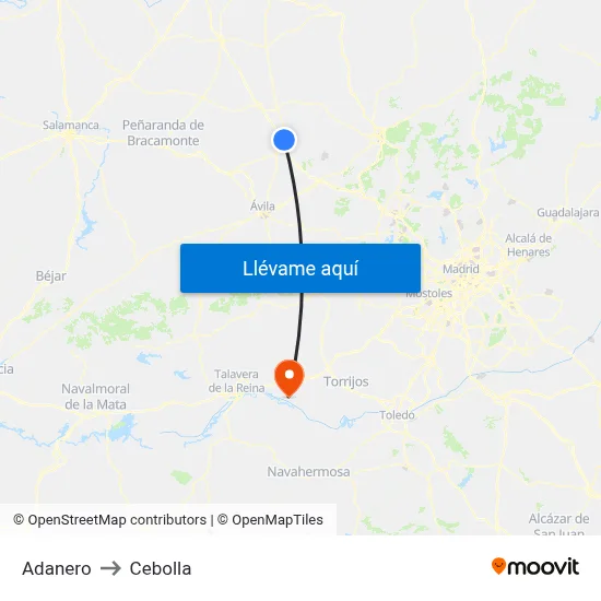 Adanero to Cebolla map