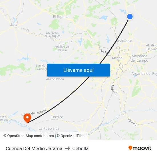 Cuenca Del Medio Jarama to Cebolla map
