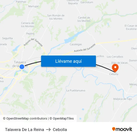 Talavera De La Reina to Cebolla map