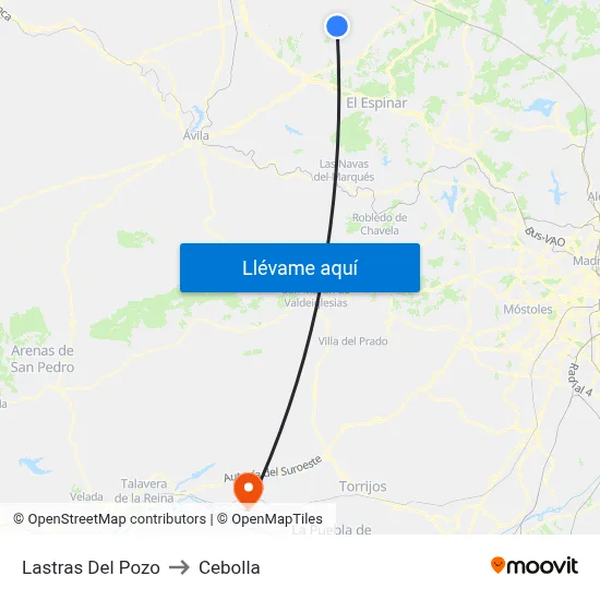 Lastras Del Pozo to Cebolla map