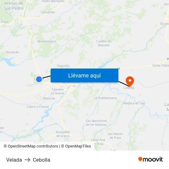Velada to Cebolla map