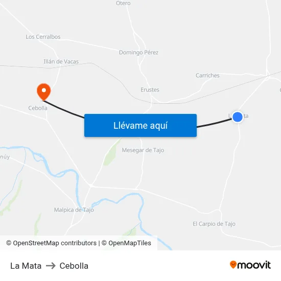 La Mata to Cebolla map